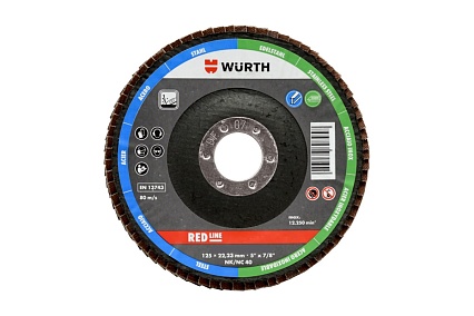 Диск ламельный лепестковый корунд Red Line изогнутый NC120 125x22.2 мм Wurth 0579580321961 10