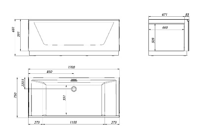 Акриловая ванна Aima Neo 170x75, 1 стекло