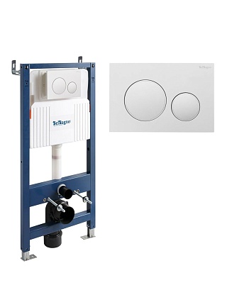 Инсталляция для унитаза BelBagno BB-101-M-BC с кнопкой, белый глянец