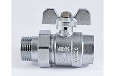 Шаровой кран PROFACTOR PF STANDARD с полусгоном хром, в/н ручка бабочка, 1 дюйм PF UBV 326CW