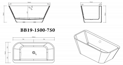 Акриловая ванна BelBagno BB19-1500-750 150x75 белый