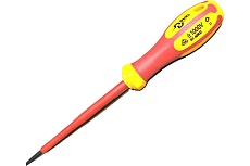 Диэлектрическая отвёртка DUEL 1000V прямой шлиц Sl4.5x125 мм, длина 205мм, DE01-045-125