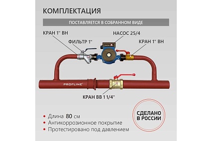 Байпас PROFLINE насос 25/4, комплектуется железом Ду32 УТ-00036493