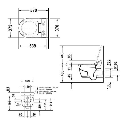 Подвесной унитаз Duravit ME by Starck SensoWash 2528590000