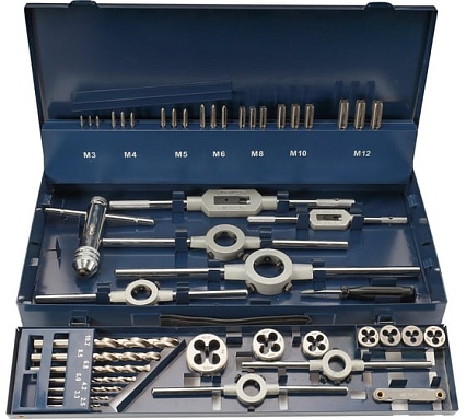 Набор метчиков и плашек H-Tools M3-M12 HSS-G 43пр 245030HT