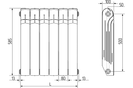 Радиатор Royal Thermo Indigo 500 6 секций НС-1054824