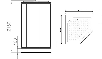 Душевая кабина Parly P91B 90x90 прозрачное стекло, черный