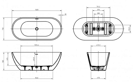 Акриловая ванна BelBagno UNO BB701 160x73 см BB701-1600-730-K
