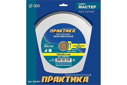 Диск алмазный Мастер (300х25.4 мм) Практика 038-951