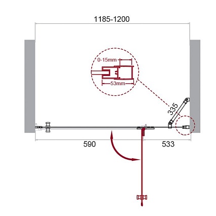 Душевая дверь BelBagno KRAFT-B-12-60/60-C-Cr-R 120x195 прозрачная, правая