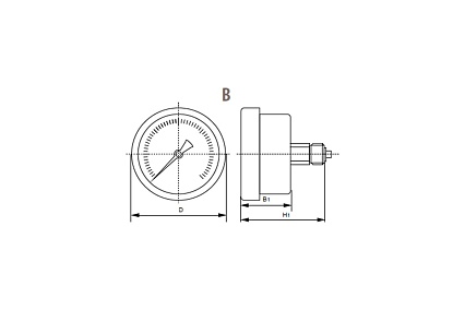 Манометр от 0 до 10 бар (1mPa), D100 мм, NPT 1/2", подсоединение сзади по центру A-Flow G10-C-8N-100B-10bar/1mPa