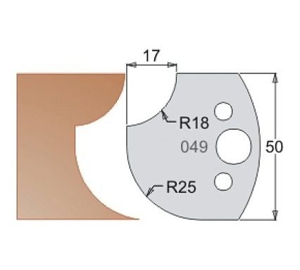 Нож мультисистема HSS галтель R25 радиус R18 50x20x4 мм Dimar 3304950
