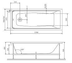 Каркас Am.Pm Gem W90A-170-075W-R 170x75 см