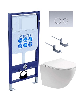 Подвесной унитаз SET Aquatek Европа-019 4в1, кнопка хром матовый