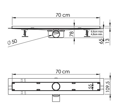 Душевой лоток Vincea Say Almira-S SAY.602.70.S.U 70 см, хром