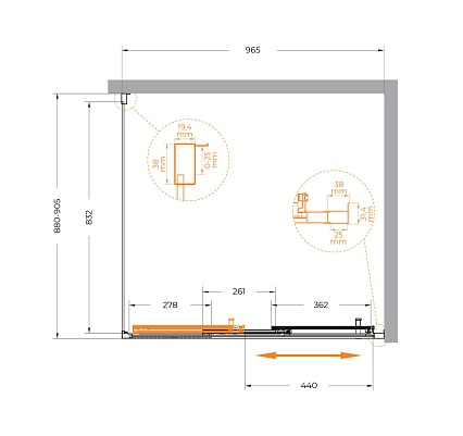 Душевой уголок Cezares MOLVENO-AHF-31-100/90-C-GM-IV 100x90 прозрачный, оружейная сталь