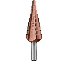 Ступенчатое сверло по металлу Зубр Кобальт 4-20 мм, 9 ступеней, сталь Р6М5+Со 29672-4-20-9_z01