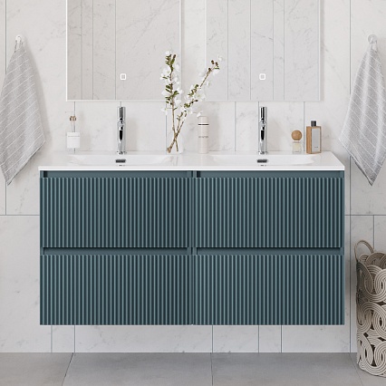Тумба с раковиной BelBagno Uno 120 см, 4 ящика, Голубой матовый
