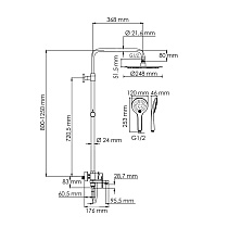 Душевая стойка WasserKRAFT A174.258.078.CB черный матовый