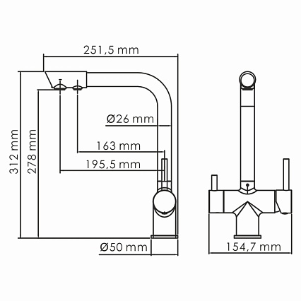 Смеситель для кухни WasserKRAFT A8317 под фильтр, хром