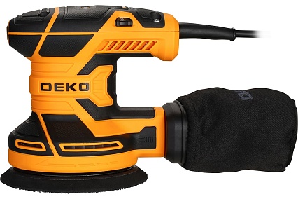 Эксцентриковая сетевая шлифмашина Deko DKG400-125 с набором кругов 36 шт 085-1100