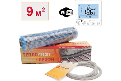 Нагревательный мат ТеплоСофт Профи 9м.кв. 1350Вт с wi-f терморегулятором 91350/5