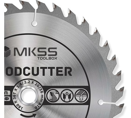 Диск пильный по дереву MKSS Toolbox Woodcutter WC1800 180x36Тх20/16 мм WC18003620