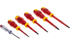 Набор диэлектрических отверток Stayer Profi-Electro SL:3.0x75 мм/4.0x100 мм/5.5x125 мм/PH:№1x80 мм/2x100 мм/100-250 В тестер 6 шт. 25145-H6_z01