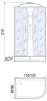 Душевая кабина River Dunay 120/90/24 ТН 10000003130 120x90 хром, тонированное L