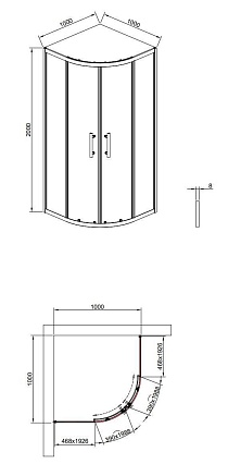 Душевой уголок Timo TPSS-100/03C-8 100x100 прозрачный, черный T47