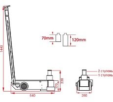 Пневмогидравлический домкрат Kraftwell г/п 30/15 т KRWAJ30-2T