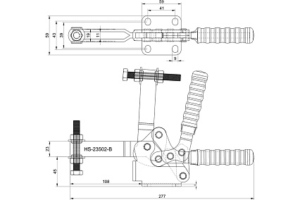 Зажим с горизонтальной рукоятью HS CLAMP HS-23502-B