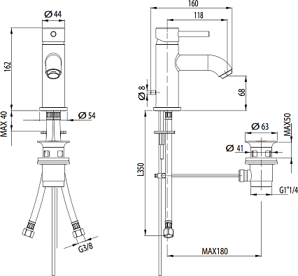 Смеситель для раковины M&Z Ditirambo DRB00200 с донным клапаном