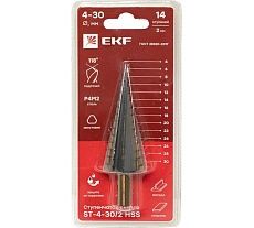 Ступенчатое сверло HSS 14 ступеней EKF ST-4-30/2