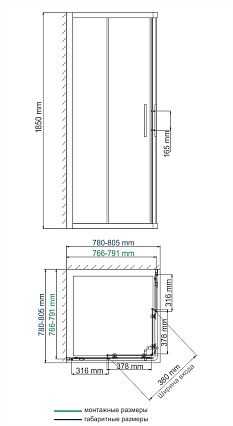 Душевой уголок WasserKRAFT Lippe 45S02 80x80 квадрат