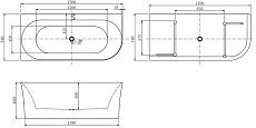 Акриловая ванна Allen Brau Priority 2.31004.20A 170x78 белый глянец, L