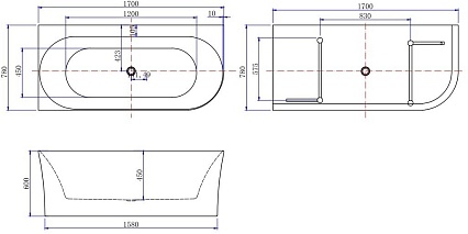 Акриловая ванна Allen Brau Priority 2.31004.20A 170x78 белый глянец, L