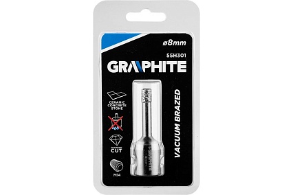Коронка алмазная вакуумная пайка 8 мм, M14 Graphite 55H301
