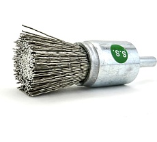 Щетка концевая стабильная плоская EuroBrush тип 102F Д20 с хв-м д6x22, ворс гофр нерж сталь 0,50, до 12000 об/мин код 13-091 EB-E20SS2