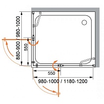 Душевой уголок Cezares ELENA-W-AH-2-100/90-C-Cr 100x90 прозрачный, прямоугольный