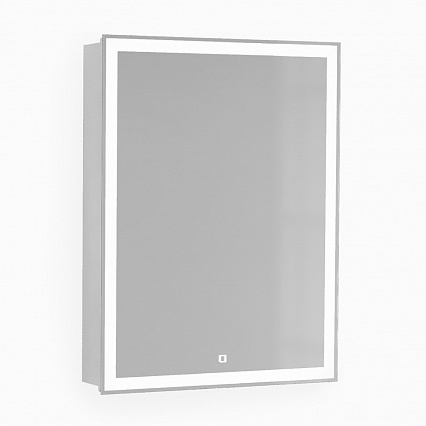 Зеркальный шкаф Jorno Slide 60 см, с подсветкой и часами, белый