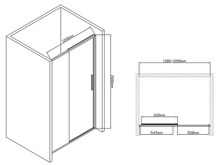 Душевая дверь Vincea Slim-U VDS-2SU120CLB 120x200 черный, прозрачная