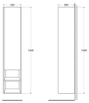 Шкаф пенал BelBagno Kraft 33 см R с одной дверцей, Rovere Tabacco, KRAFT-1600-1A-SC-RT-R