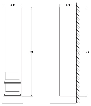 Шкаф пенал BelBagno Kraft 33 см R с одной дверцей, Rovere Tabacco, KRAFT-1600-1A-SC-RT-R