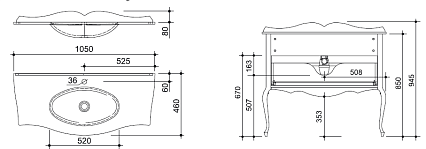 Тумба с раковиной Caprigo Bourget 100 см bianco alluminio