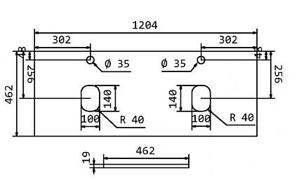 Столешница BelBagno EK-120-2-BO 120 см, 2 отв. под смеситель и раковину, Bianco Opaco