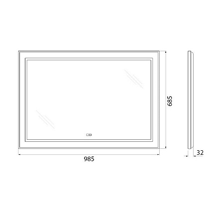 Зеркало BelBagno SPC-KRAFT-985-685-TCH-WARM 100x70 см антипар, сатин в алюминиевой раме