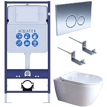 Подвесной унитаз SET Aquatek Поларис-01-018 4в1, кнопка хром