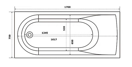 Ванна из литьевого мрамора Creto Present 21-1111 170x75, белый