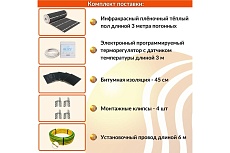 Плёночный электрический тёплый пол ТеплоСофт 1,5м.кв. с электронным терморегулятором плёнка 1,5м.кв./эл